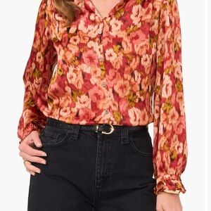 Vince Camuto Floral Blouse - Red and Green